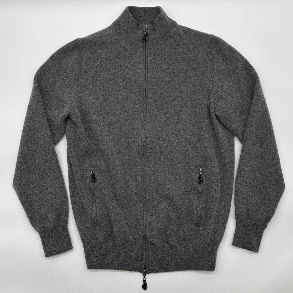 Alan Paine Super Geelong UK 42/ US Medium Gray Lambswool Full Zip Jumper Sweater